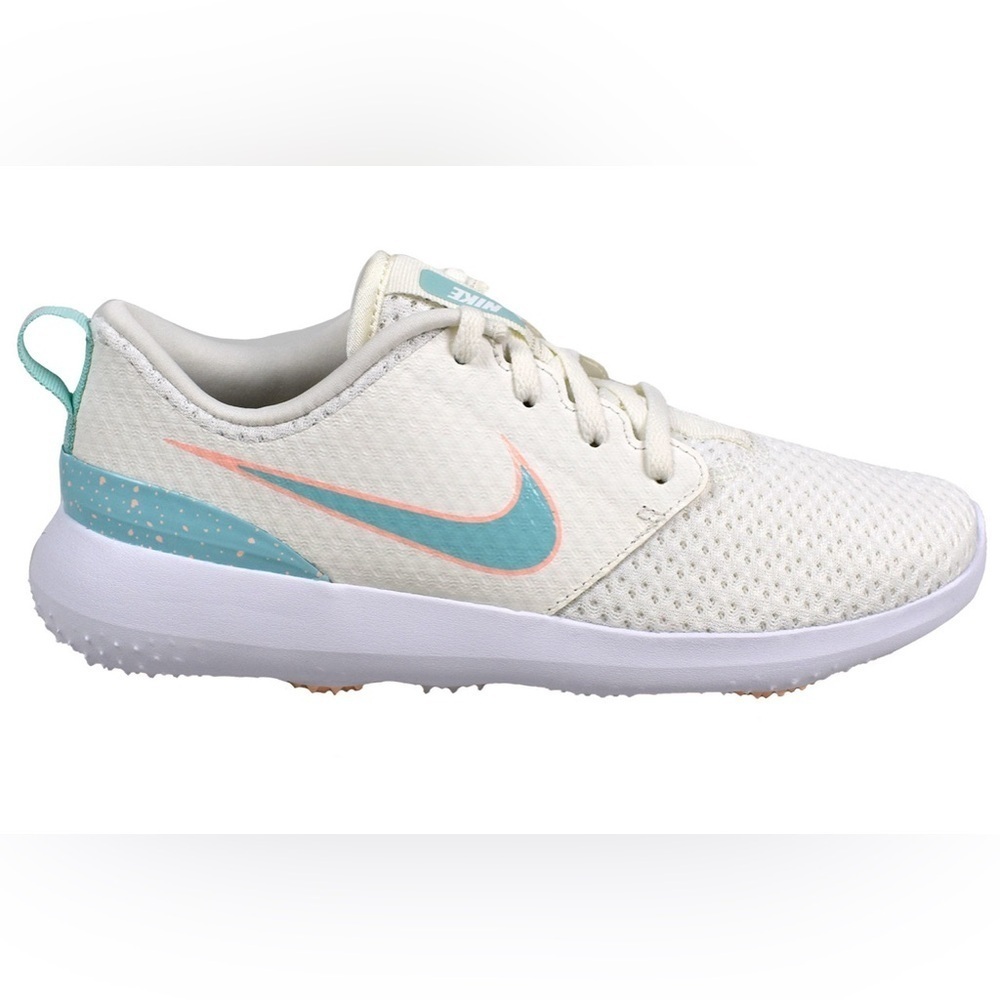 NIKE Golf Ladies Rosche G Spikeless Shoe White Turquoise Peach Size 7.5